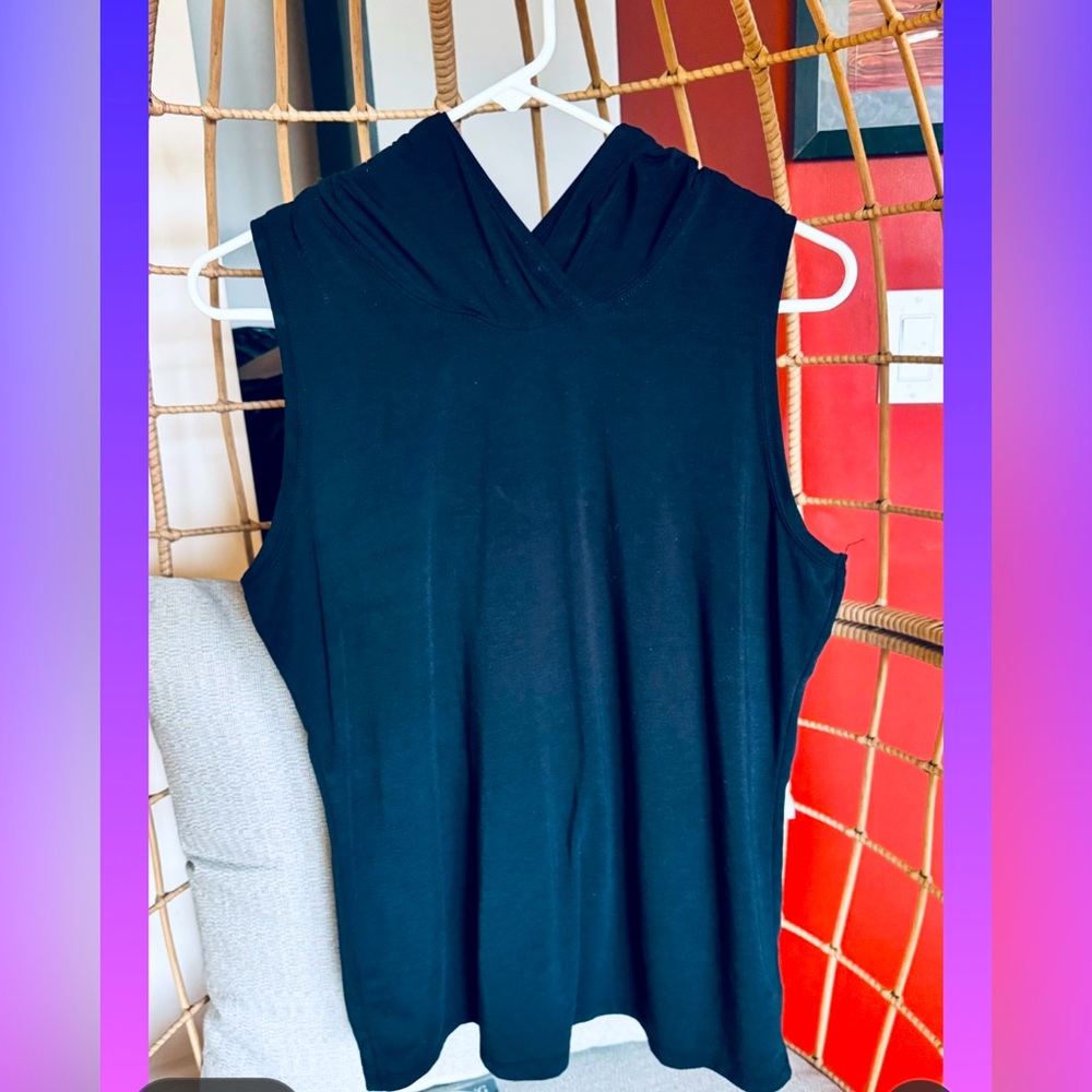 Black Open Back Hoodie Top